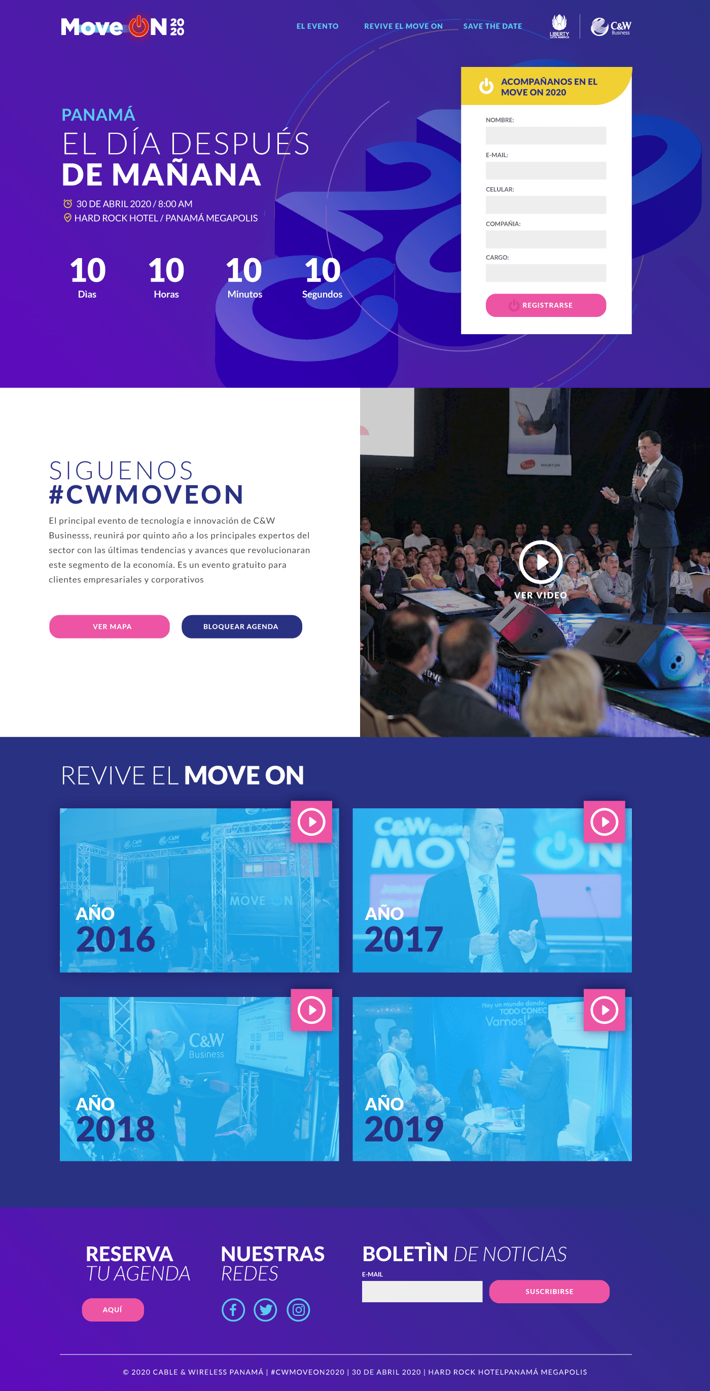 Diseño UI Landing Para Evento MOVEON 2020 Alan NG - Diseñador Gráfico ...