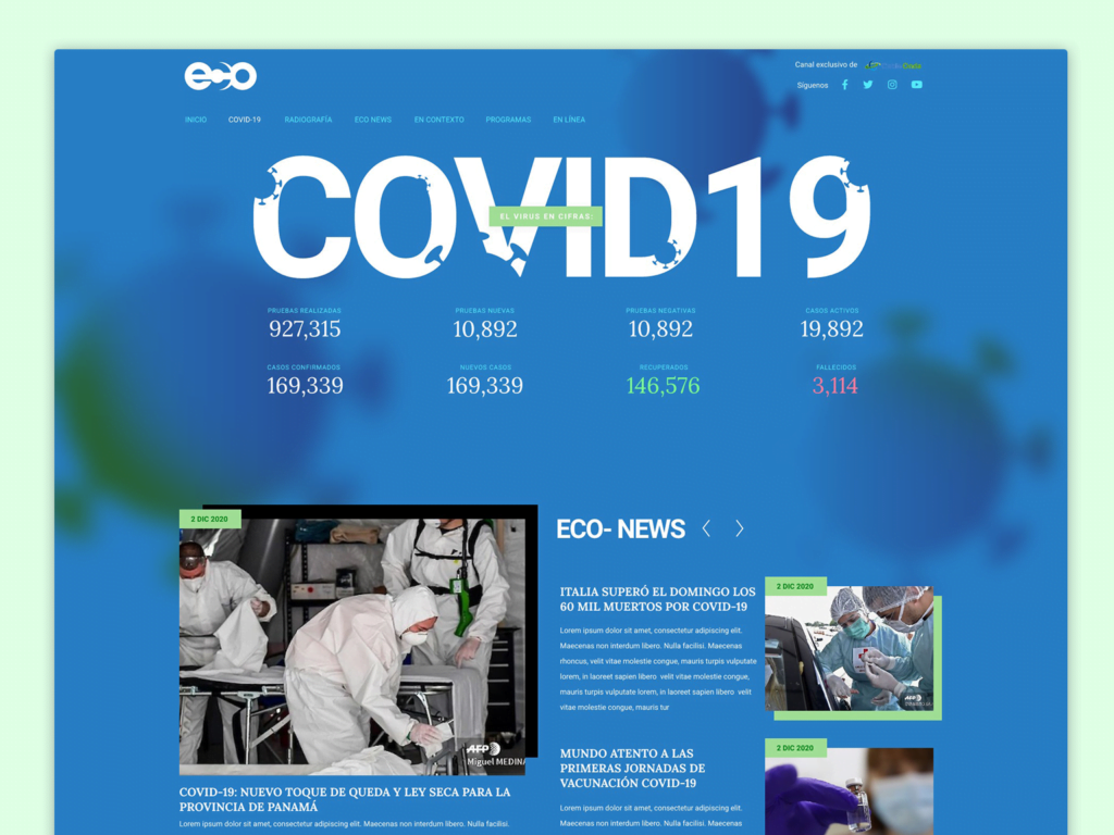Diseño Gráfico - ECO TV - COVID WEBSITE